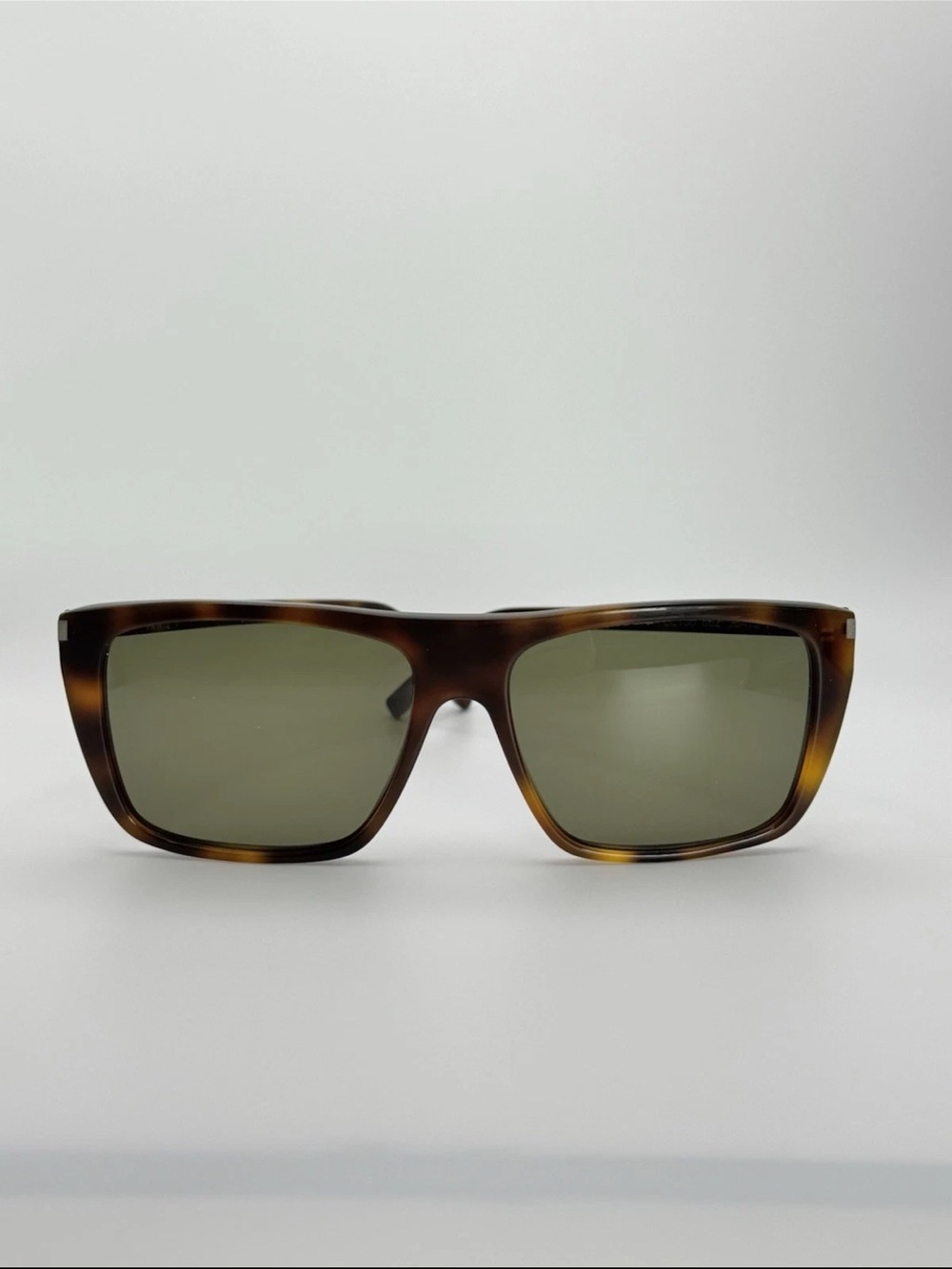 Saint Laurent YSL SL 156 Sunglasses Dark Havana Green Lens 56mm Flat Top